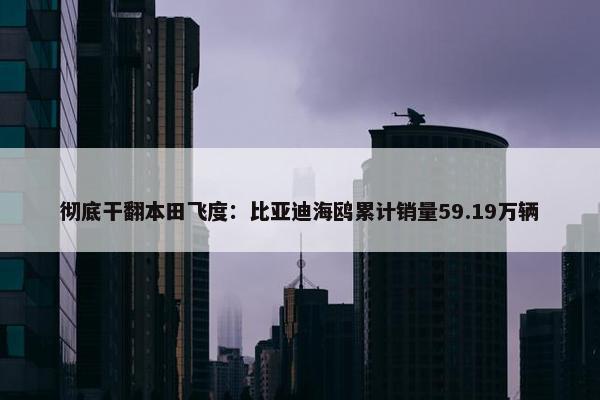 彻底干翻本田飞度：比亚迪海鸥累计销量59.19万辆