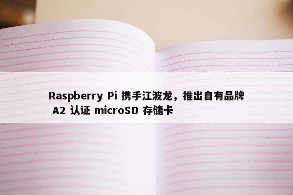 Raspberry Pi 携手江波龙，推出自有品牌 A2 认证 microSD 存储卡