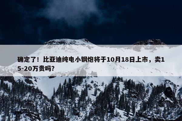 确定了！比亚迪纯电小钢炮将于10月18日上市，卖15-20万贵吗？