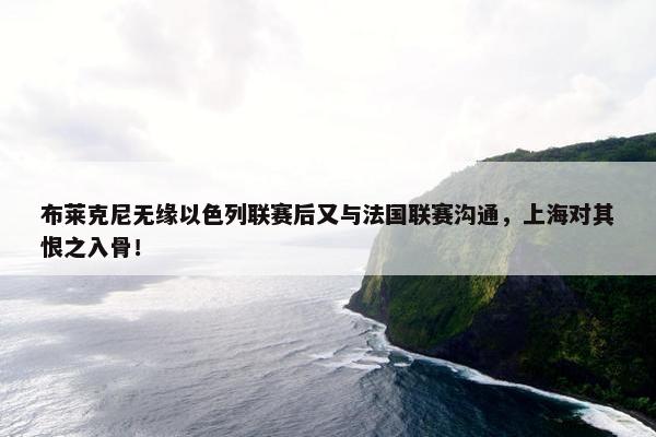 布莱克尼无缘以色列联赛后又与法国联赛沟通，上海对其恨之入骨！