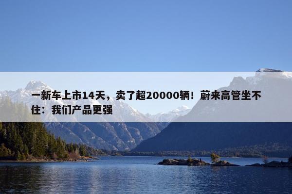 一新车上市14天，卖了超20000辆！蔚来高管坐不住：我们产品更强