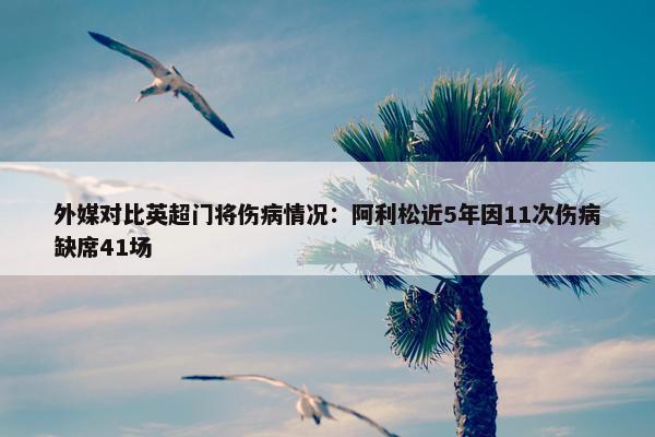 外媒对比英超门将伤病情况：阿利松近5年因11次伤病缺席41场