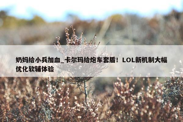 奶妈给小兵加血_卡尔玛给炮车套盾！LOL新机制大幅优化软辅体验