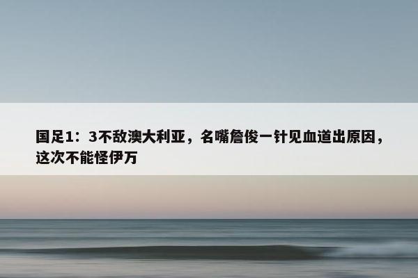 国足1：3不敌澳大利亚，名嘴詹俊一针见血道出原因，这次不能怪伊万