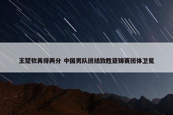 王楚钦再得两分 中国男队团结致胜亚锦赛团体卫冕