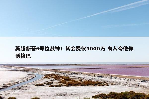 英超新晋6号位战神！转会费仅4000万 有人夸他像博格巴