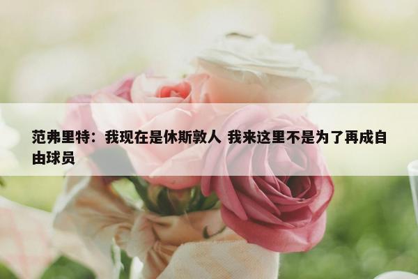 范弗里特：我现在是休斯敦人 我来这里不是为了再成自由球员