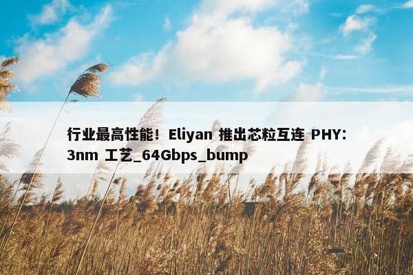 行业最高性能！Eliyan 推出芯粒互连 PHY：3nm 工艺_64Gbps_bump