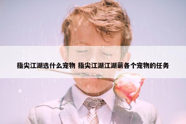 指尖江湖选什么宠物 指尖江湖江湖萌各个宠物的任务