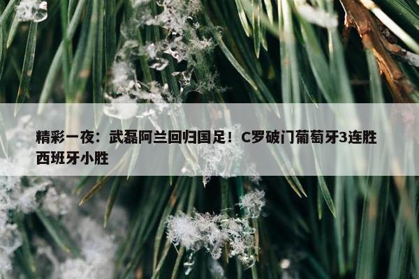 精彩一夜：武磊阿兰回归国足！C罗破门葡萄牙3连胜 西班牙小胜