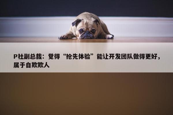 P社副总裁：觉得“抢先体验”能让开发团队做得更好，属于自欺欺人