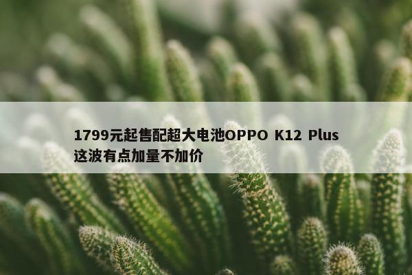 1799元起售配超大电池OPPO K12 Plus这波有点加量不加价