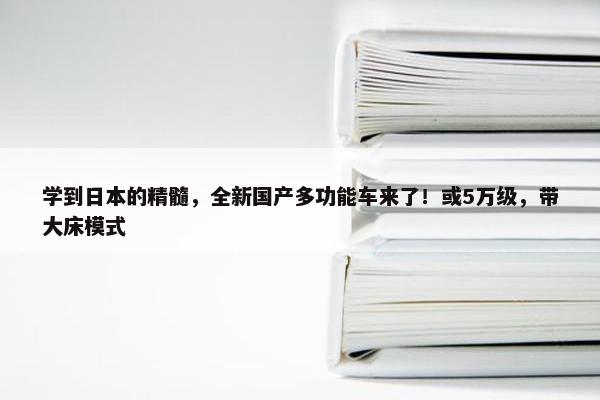 学到日本的精髓，全新国产多功能车来了！或5万级，带大床模式