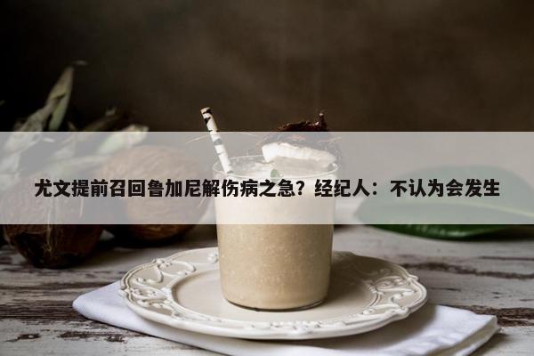 尤文提前召回鲁加尼解伤病之急？经纪人：不认为会发生