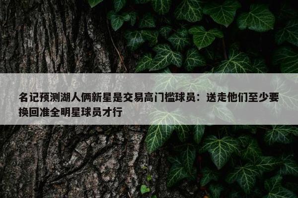 名记预测湖人俩新星是交易高门槛球员：送走他们至少要换回准全明星球员才行