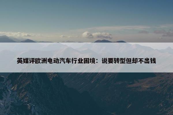 英媒评欧洲电动汽车行业困境：说要转型但却不出钱