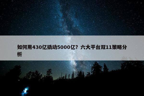 如何用430亿撬动5000亿？六大平台双11策略分析