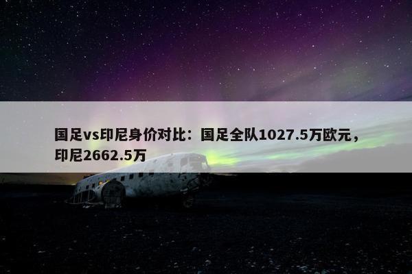 国足vs印尼身价对比：国足全队1027.5万欧元，印尼2662.5万