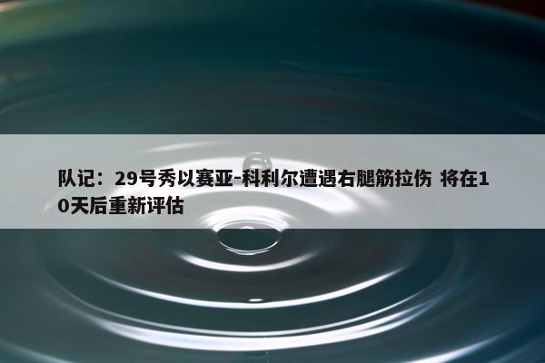 队记：29号秀以赛亚-科利尔遭遇右腿筋拉伤 将在10天后重新评估