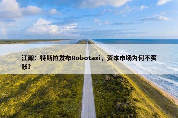 江瀚：特斯拉发布Robotaxi，资本市场为何不买账？