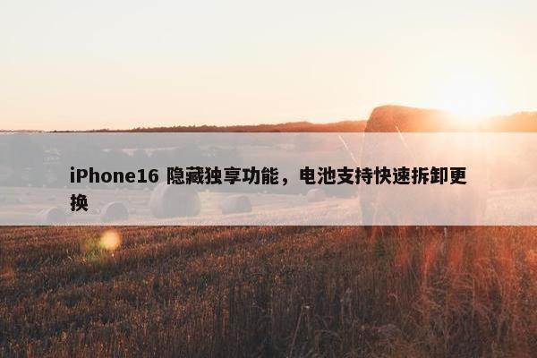 iPhone16 隐藏独享功能，电池支持快速拆卸更换