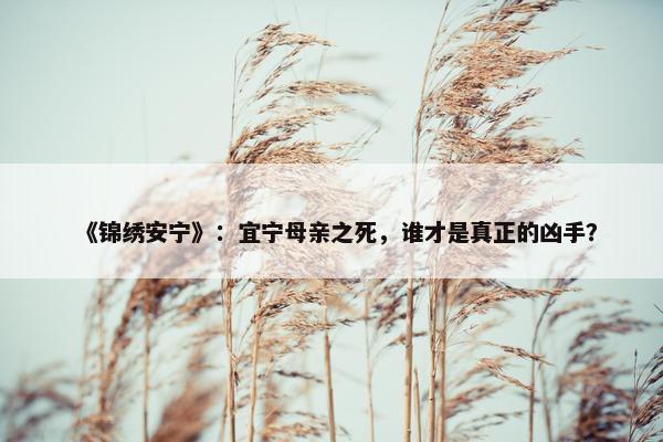 《锦绣安宁》：宜宁母亲之死，谁才是真正的凶手？