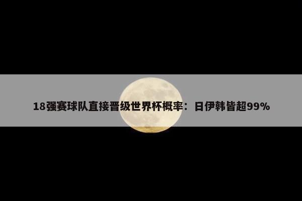 18强赛球队直接晋级世界杯概率：日伊韩皆超99%