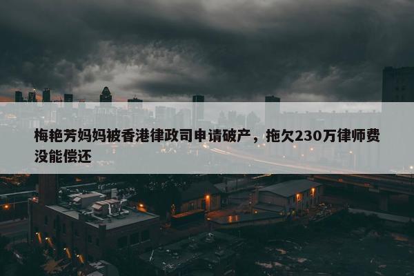 梅艳芳妈妈被香港律政司申请破产，拖欠230万律师费没能偿还