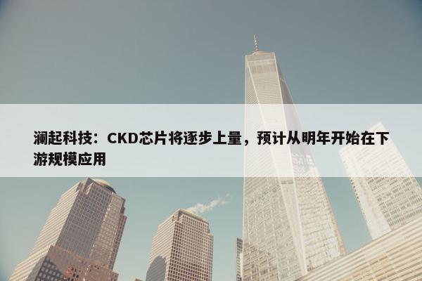 澜起科技：CKD芯片将逐步上量，预计从明年开始在下游规模应用