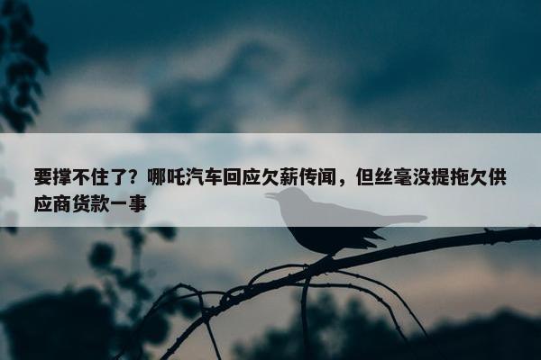 要撑不住了？哪吒汽车回应欠薪传闻，但丝毫没提拖欠供应商货款一事