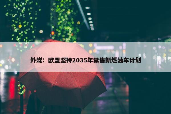 外媒：欧盟坚持2035年禁售新燃油车计划