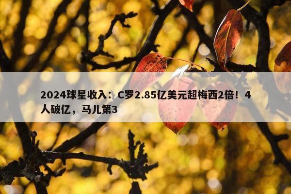 2024球星收入：C罗2.85亿美元超梅西2倍！4人破亿，马儿第3