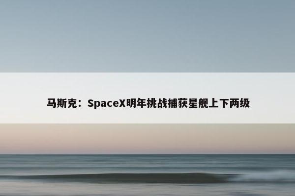 马斯克：SpaceX明年挑战捕获星舰上下两级