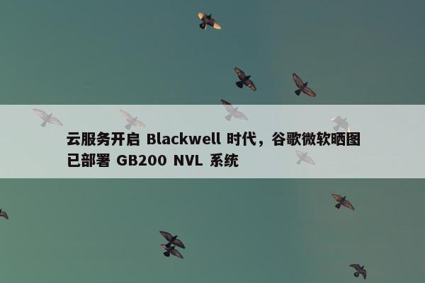 云服务开启 Blackwell 时代，谷歌微软晒图已部署 GB200 NVL 系统