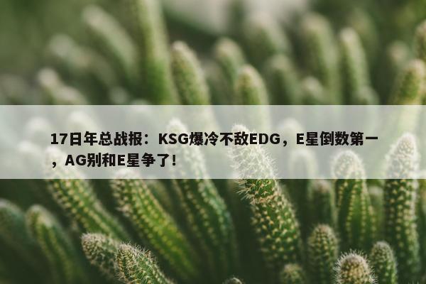 17日年总战报：KSG爆冷不敌EDG，E星倒数第一，AG别和E星争了！