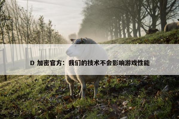 D 加密官方：我们的技术不会影响游戏性能