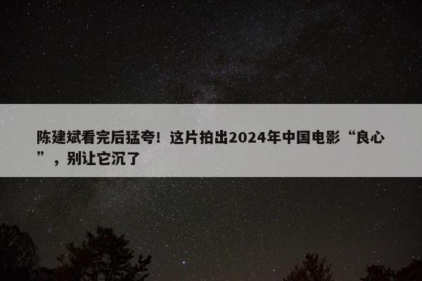 陈建斌看完后猛夸！这片拍出2024年中国电影“良心”，别让它沉了