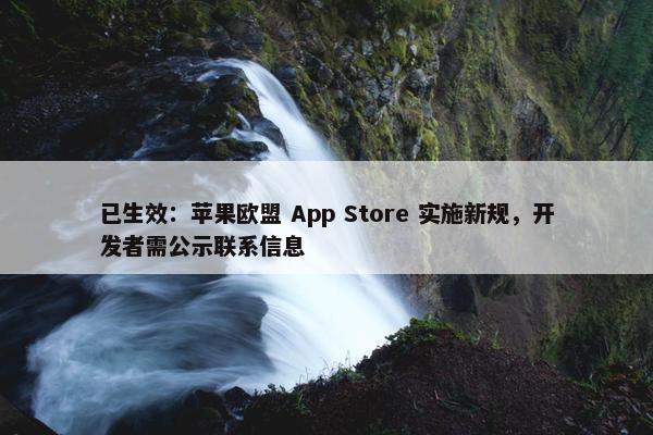 已生效：苹果欧盟 App Store 实施新规，开发者需公示联系信息