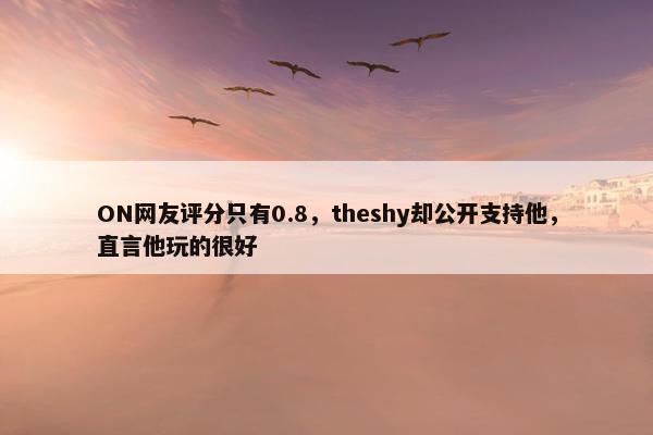 ON网友评分只有0.8，theshy却公开支持他，直言他玩的很好