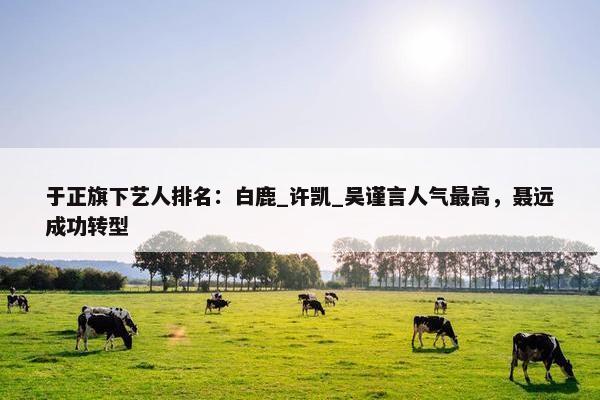 于正旗下艺人排名：白鹿_许凯_吴谨言人气最高，聂远成功转型