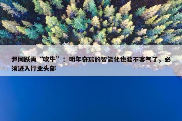 尹同跃再“吹牛”：明年奇瑞的智能化也要不客气了，必须进入行业头部