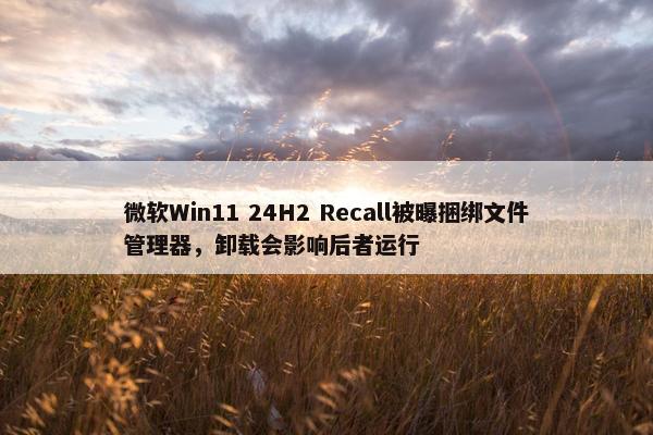 微软Win11 24H2 Recall被曝捆绑文件管理器，卸载会影响后者运行