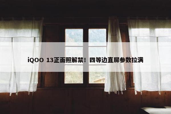 iQOO 13正面照解禁！四等边直屏参数拉满