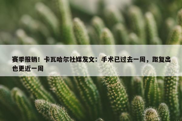 赛季报销！卡瓦哈尔社媒发文：手术已过去一周，距复出也更近一周