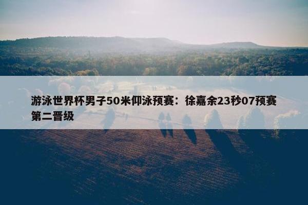 游泳世界杯男子50米仰泳预赛：徐嘉余23秒07预赛第二晋级