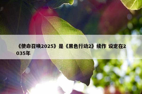 《使命召唤2025》是《黑色行动2》续作 设定在2035年