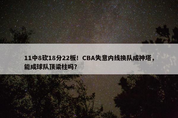 11中8砍18分22板！CBA失意内线换队成神塔，能成球队顶梁柱吗？