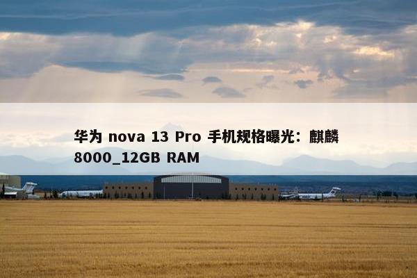 华为 nova 13 Pro 手机规格曝光：麒麟 8000_12GB RAM