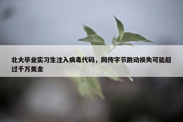 北大毕业实习生注入病毒代码，网传字节跳动损失可能超过千万美金