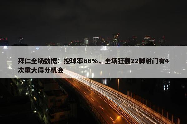 拜仁全场数据：控球率66%，全场狂轰22脚射门有4次重大得分机会